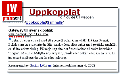 Recension i Internet World
